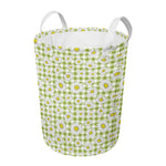 Green Tartan Daisy Pattern Print Round Laundry Basket