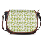 Green Tartan Daisy Pattern Print Saddle Bag