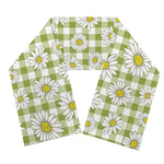 Green Tartan Daisy Pattern Print Scarf
