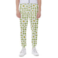 Green Tartan Daisy Pattern Print Joggers