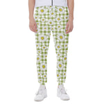 Green Tartan Daisy Pattern Print Scuba Joggers