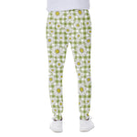 Green Tartan Daisy Pattern Print Scuba Joggers