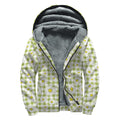 Green Tartan Daisy Pattern Print Sherpa Lined Zip Up Hoodie