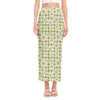 Green Tartan Daisy Pattern Print Side Slit Maxi Skirt