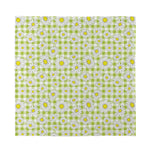 Green Tartan Daisy Pattern Print Silk Bandana