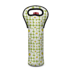 Green Tartan Daisy Pattern Print Single Neoprene Wine Tote