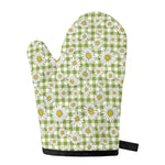 Green Tartan Daisy Pattern Print Single Oven Mitt