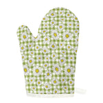 Green Tartan Daisy Pattern Print Single Oven Mitt