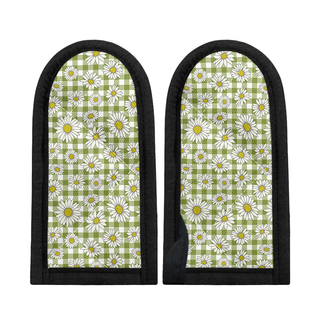 Green Tartan Daisy Pattern Print Skillet Handle Cover