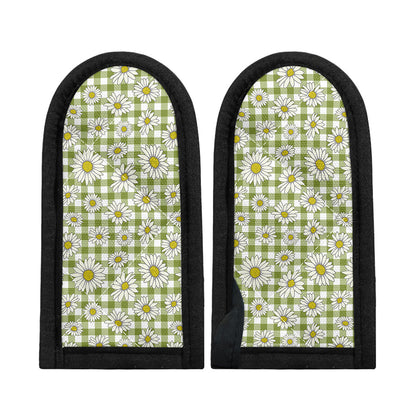 Green Tartan Daisy Pattern Print Skillet Handle Cover