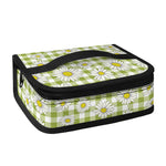 Green Tartan Daisy Pattern Print Small Lunch Bag