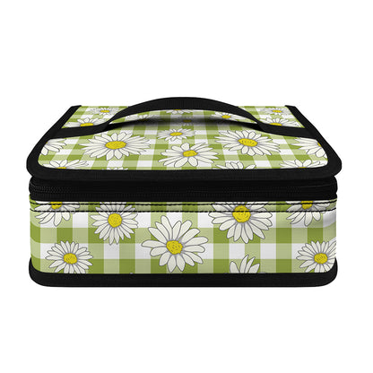Green Tartan Daisy Pattern Print Small Lunch Bag