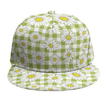 Green Tartan Daisy Pattern Print Snapback Cap