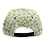 Green Tartan Daisy Pattern Print Snapback Cap