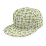 Green Tartan Daisy Pattern Print Snapback Cap