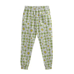Green Tartan Daisy Pattern Print Sweatpants