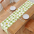 Green Tartan Daisy Pattern Print Table Runner