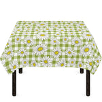 Green Tartan Daisy Pattern Print Tablecloth