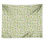 Green Tartan Daisy Pattern Print Tapestry
