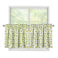 Green Tartan Daisy Pattern Print Tier Curtains
