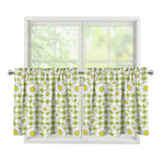 Green Tartan Daisy Pattern Print Tier Curtains