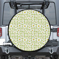 Green Tartan Daisy Pattern Print Tire Cover
