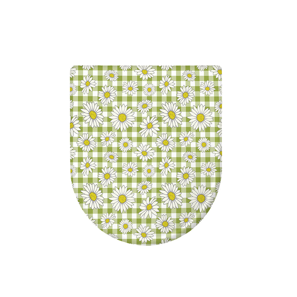 Green Tartan Daisy Pattern Print Toilet Lid Cover