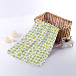 Green Tartan Daisy Pattern Print Towel