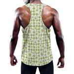 Green Tartan Daisy Pattern Print Training Tank Top