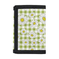 Green Tartan Daisy Pattern Print Trifold Wallet