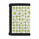 Green Tartan Daisy Pattern Print Trifold Wallet