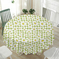 Green Tartan Daisy Pattern Print Waterproof Round Tablecloth