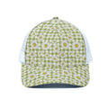 Green Tartan Daisy Pattern Print White Mesh Trucker Hat