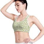 Green Tartan Daisy Pattern Print Women's Sports Bra