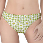 Green Tartan Daisy Pattern Print Women's Thong