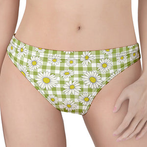 Green Tartan Daisy Pattern Print Women's Thong