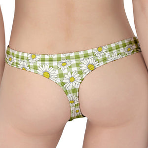 Green Tartan Daisy Pattern Print Women's Thong