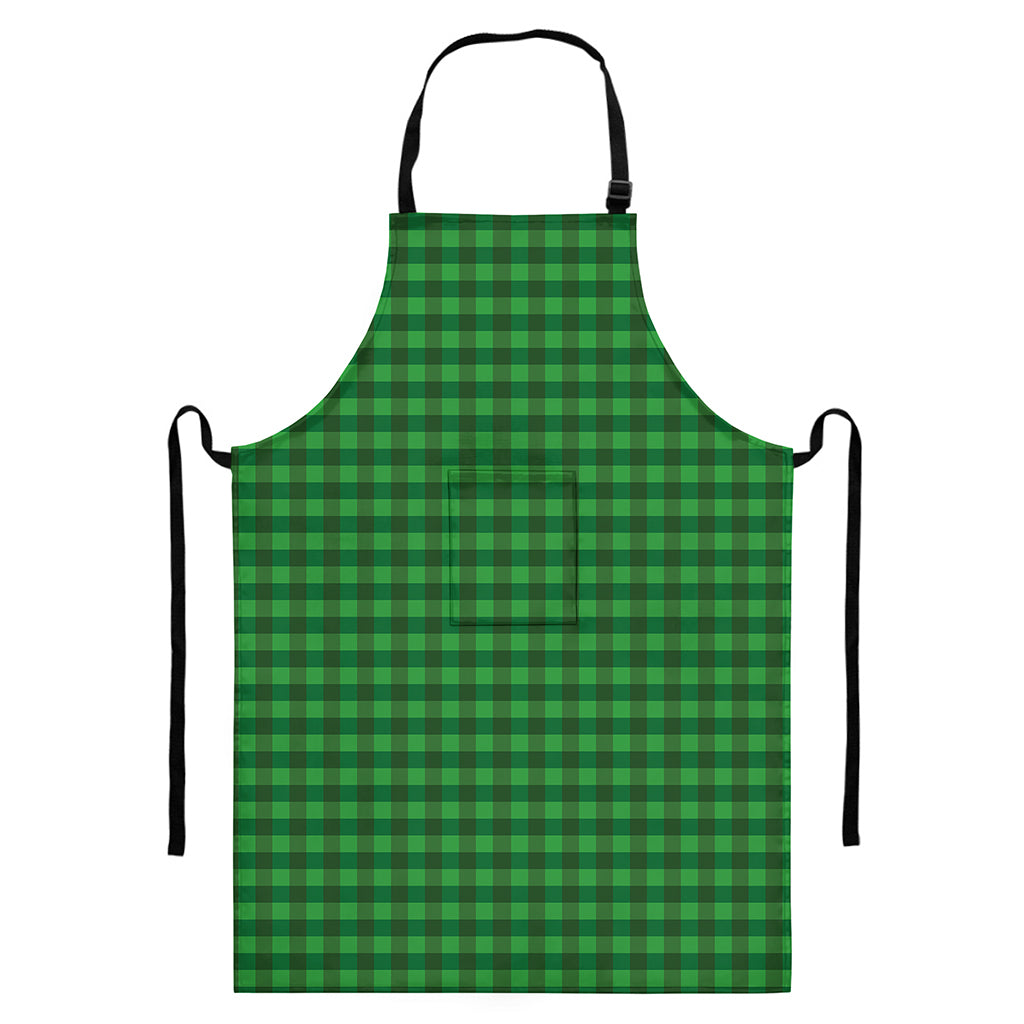 Green Tartan Saint Patrick's Day Print Bib Apron With Pocket