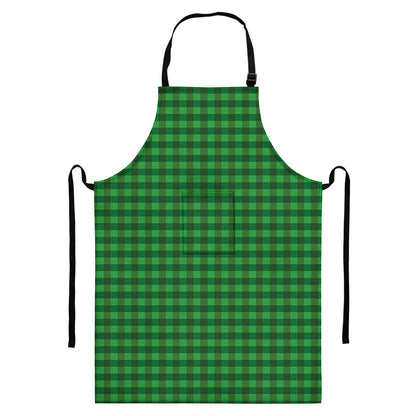 Green Tartan Saint Patrick's Day Print Bib Apron With Pocket