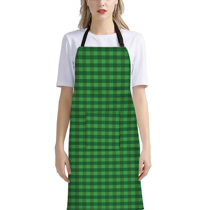 Green Tartan Saint Patrick's Day Print Bib Apron With Pocket