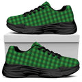 Green Tartan Saint Patrick's Day Print Black Chunky Shoes