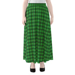 Green Tartan Saint Patrick's Day Print Chiffon Maxi Skirt