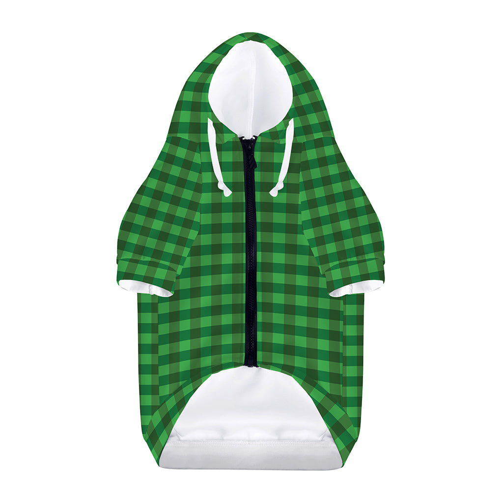 Green Tartan Saint Patrick's Day Print Dog Zip Up Hoodie