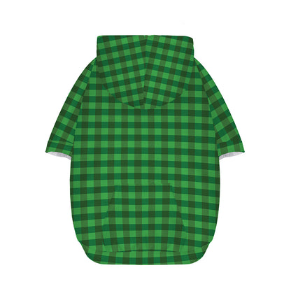 Green Tartan Saint Patrick's Day Print Dog Zip Up Hoodie