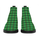 Green Tartan Saint Patrick's Day Print Flat Ankle Boots