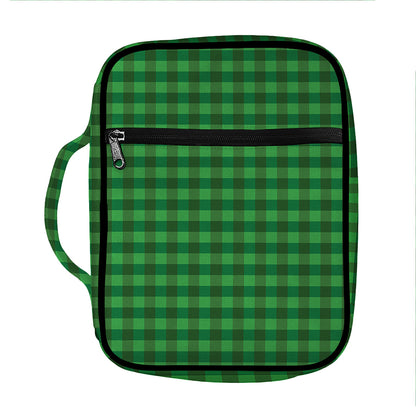 Green Tartan Saint Patrick's Day Print Front Pocket Bible Bag