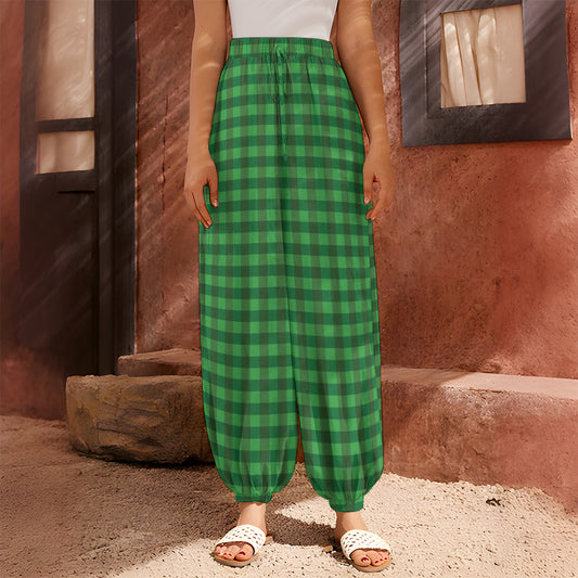 Green Tartan Saint Patrick's Day Print Harem Pants