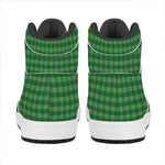 Green Tartan Saint Patrick's Day Print High Top Leather Sneakers