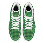 Green Tartan Saint Patrick's Day Print High Top Leather Sneakers