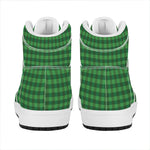 Green Tartan Saint Patrick's Day Print High Top Leather Sneakers